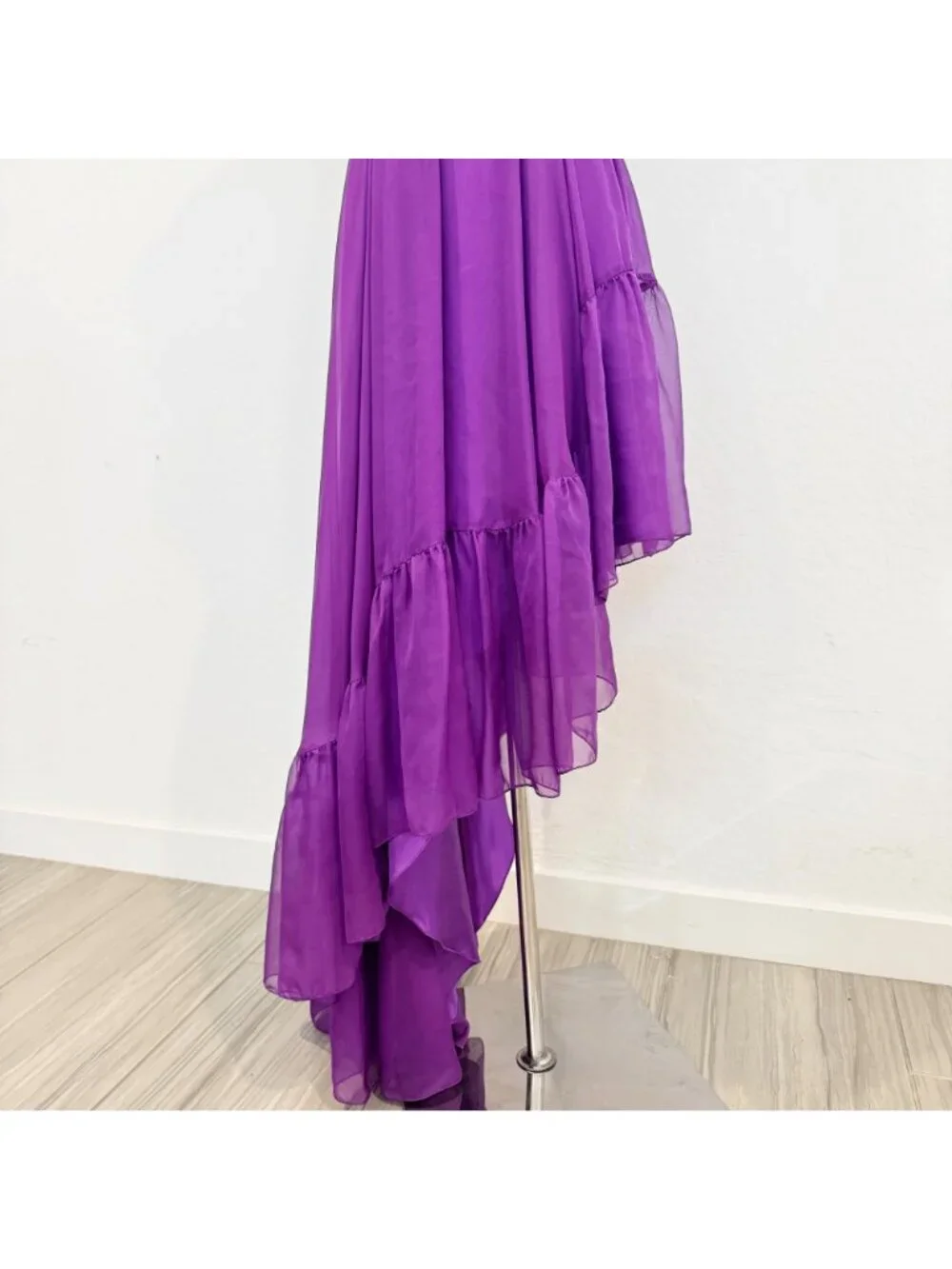 Mac Duggal 68641 Ruffle Tiered Cut‎ Out Chiffon High Low Formal Pageant Gown 2